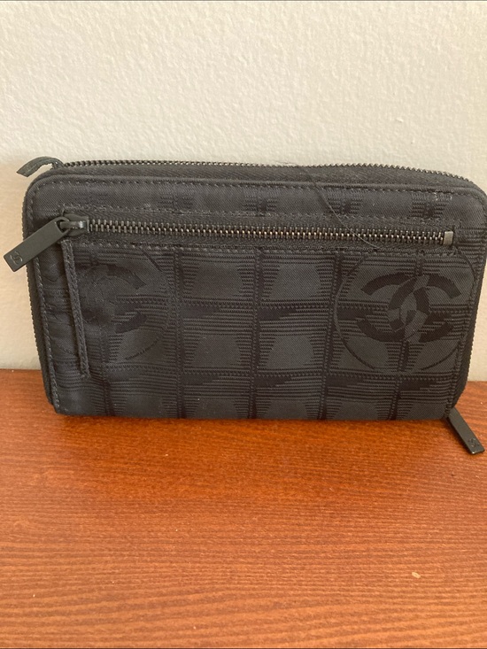CHANEL Other - CHANEL Black Logo Jacquard Zip Wallet